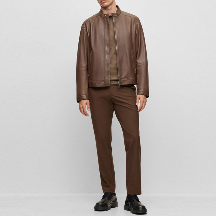 HUGO BOSS FW23 Green Leather Jacket