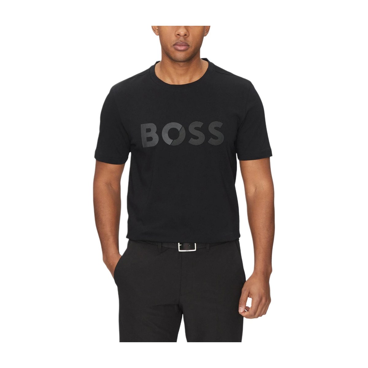 HUGO BOSS Lettered Crew Neck T-Shirt Black