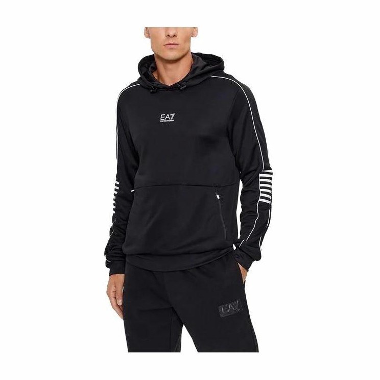 Emporio Armani EA7 Striped Hoodie Black