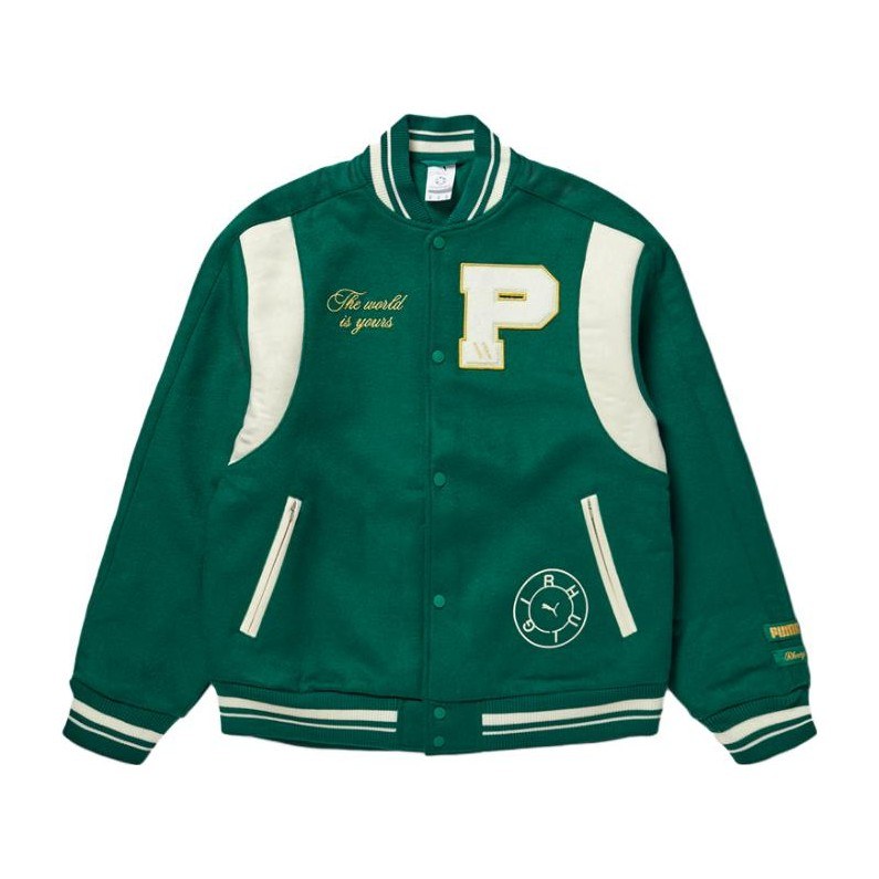 PUMA x Rhuigi SS23 Retro Varsity Jacket Green
