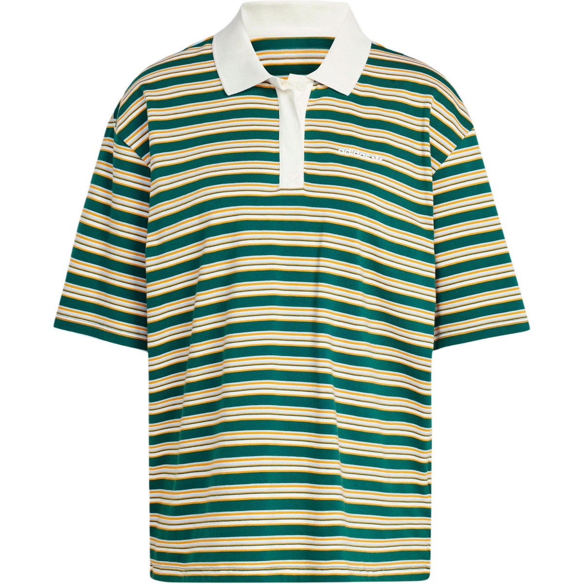 adidas Originals 80s Oversized Stripe Polo Shirt Forest Green