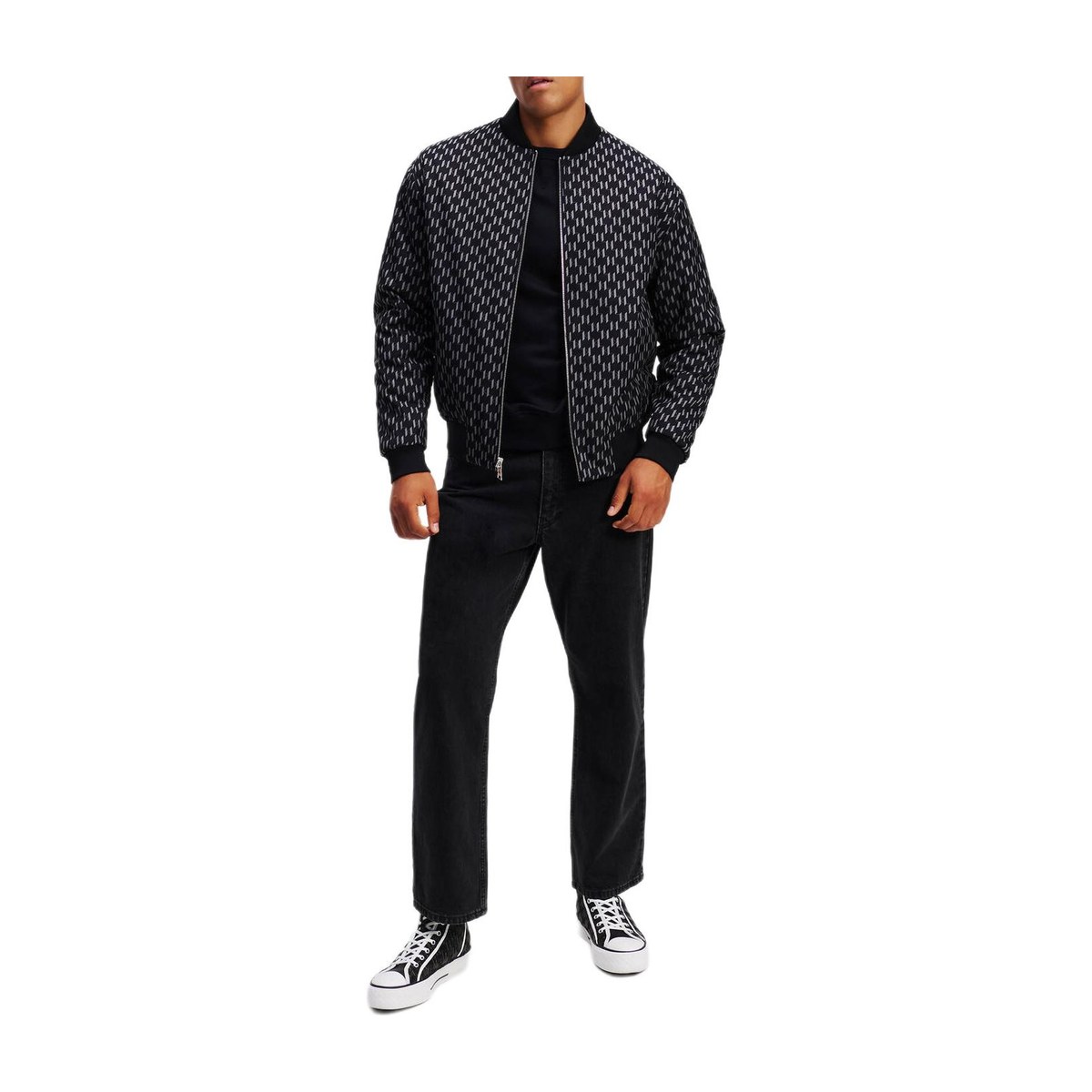 KARL LAGERFELD FW24 Reversible Baseball Collar Jacket Black