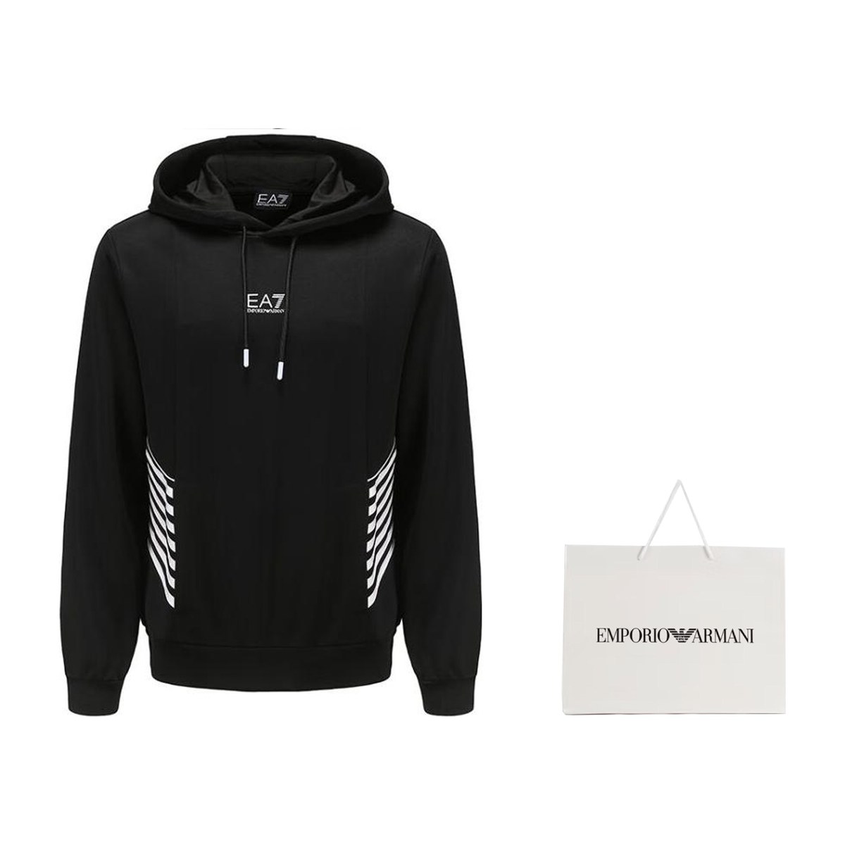 Emporio Armani Logo Print Hoodie Black