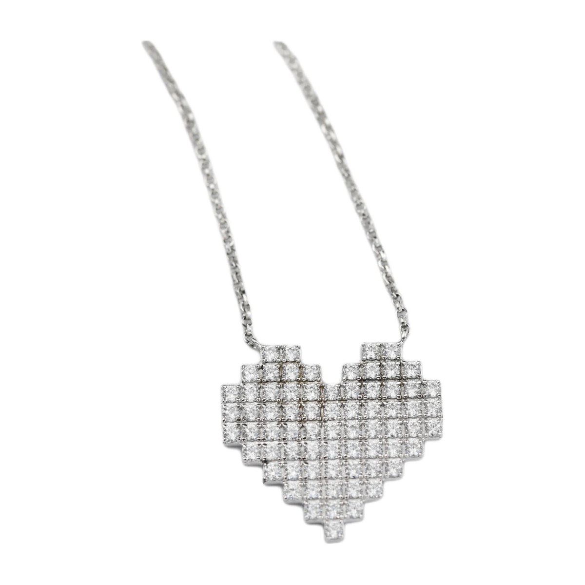 apm Monaco Heart Diamond Necklace 925 Silver