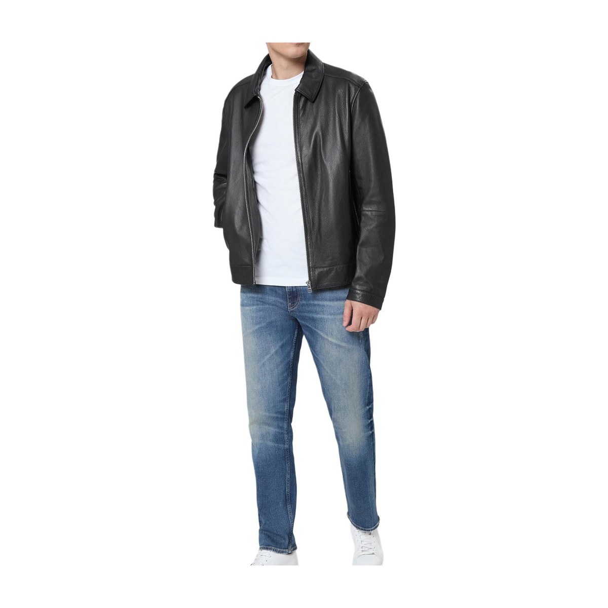 HUGO BOSS Zip Collar Leather Jacket