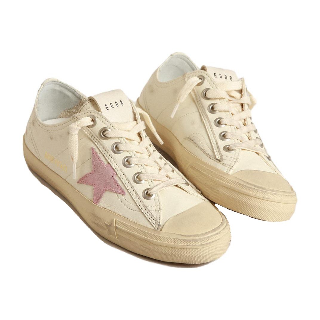 Golden Goose V-Star Beige Distressed