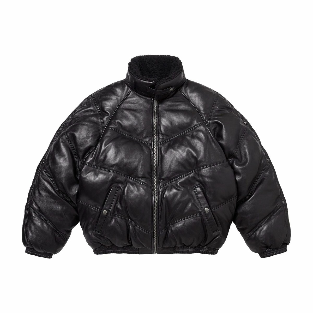 Supreme x Schott Chevron Leather Down Puffer Jacket