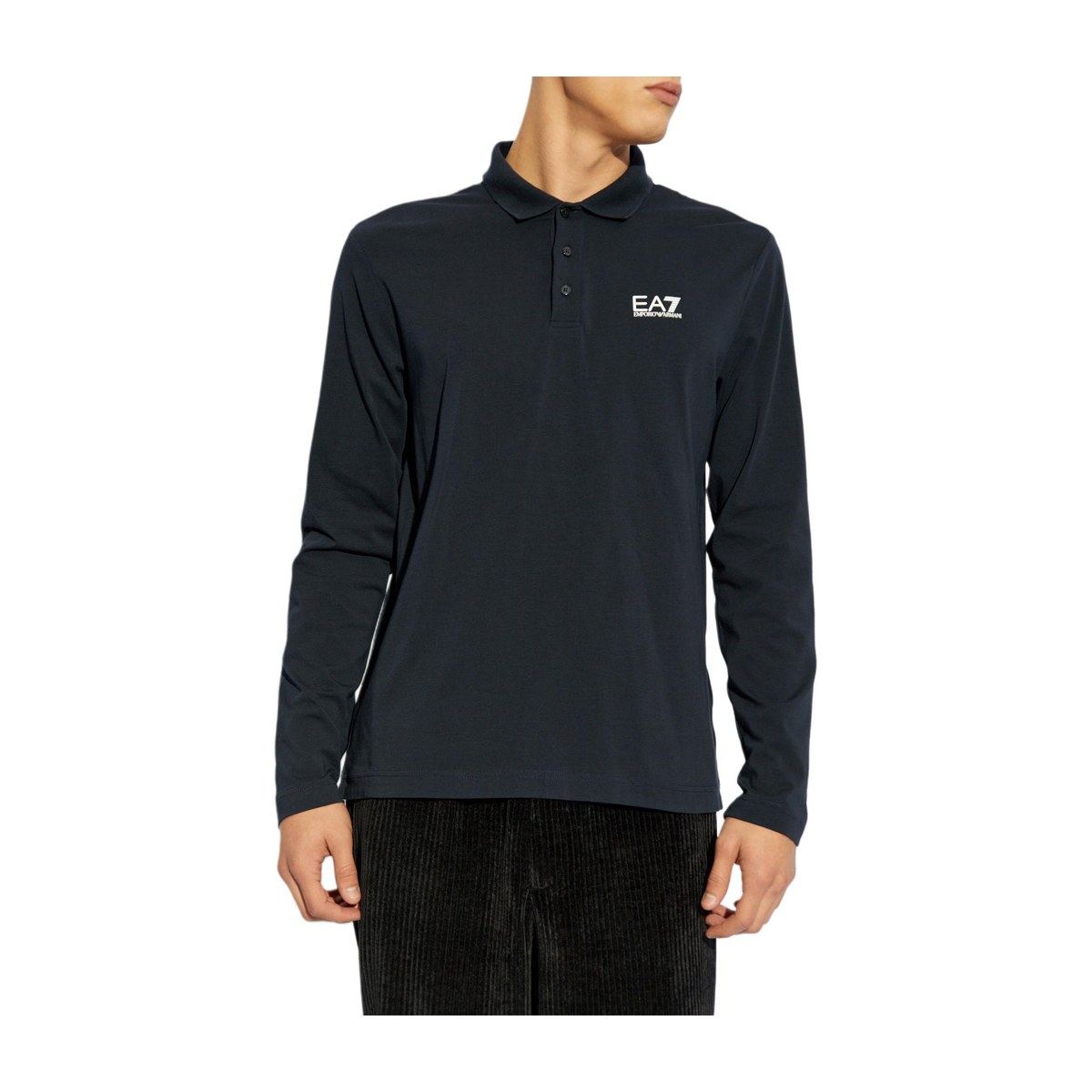 Emporio Armani Logo Polo Long Sleeve Blue