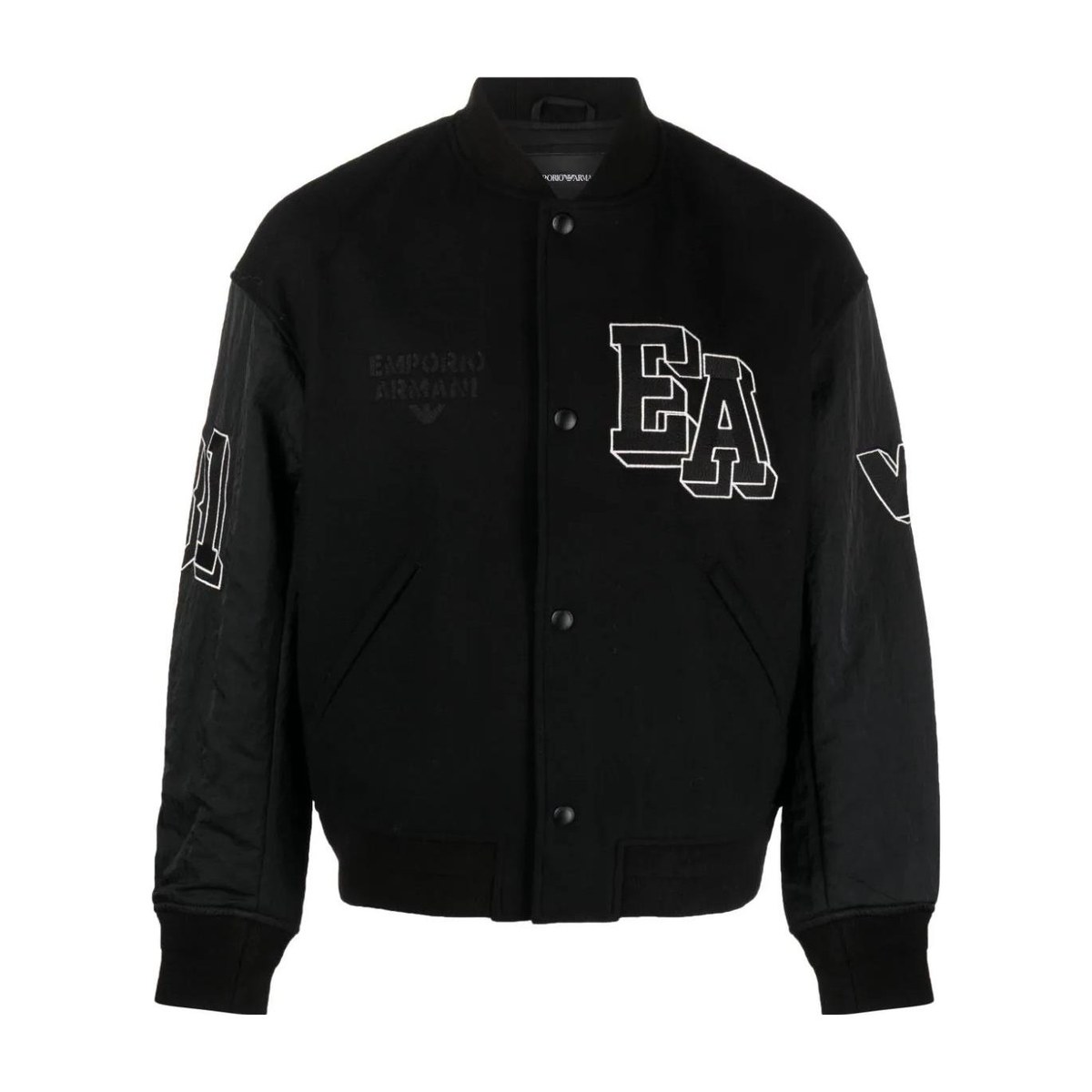 Emporio Armani EA7 FW23 Logo Embroidered Single-Breasted Bomber Jacket