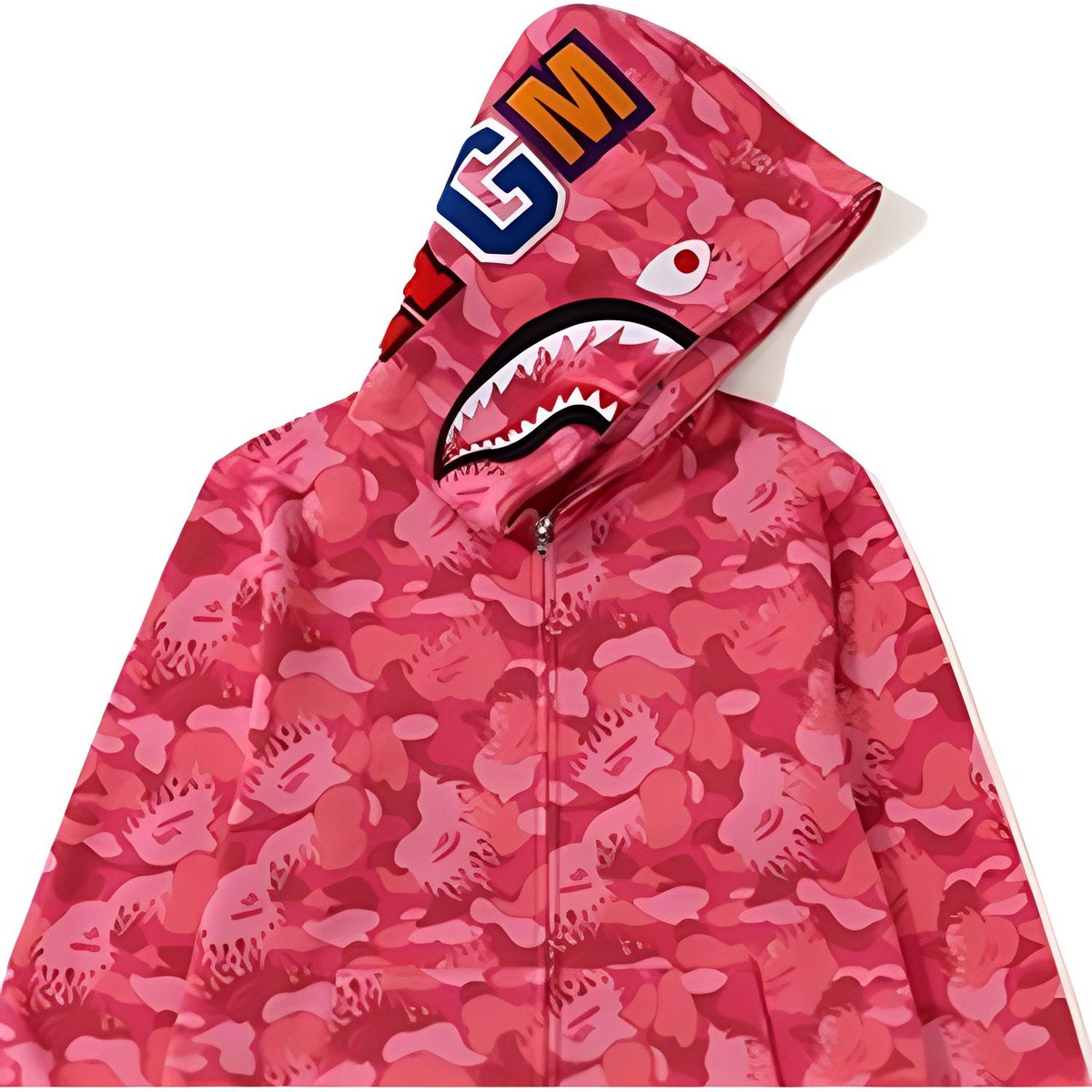 A BATHING APE Bape Flame Camo Zip Hoodie Pink