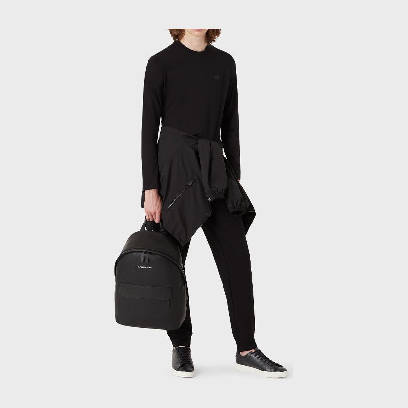 Emporio Armani FW22 Black Crewneck Long Sleeve Tee