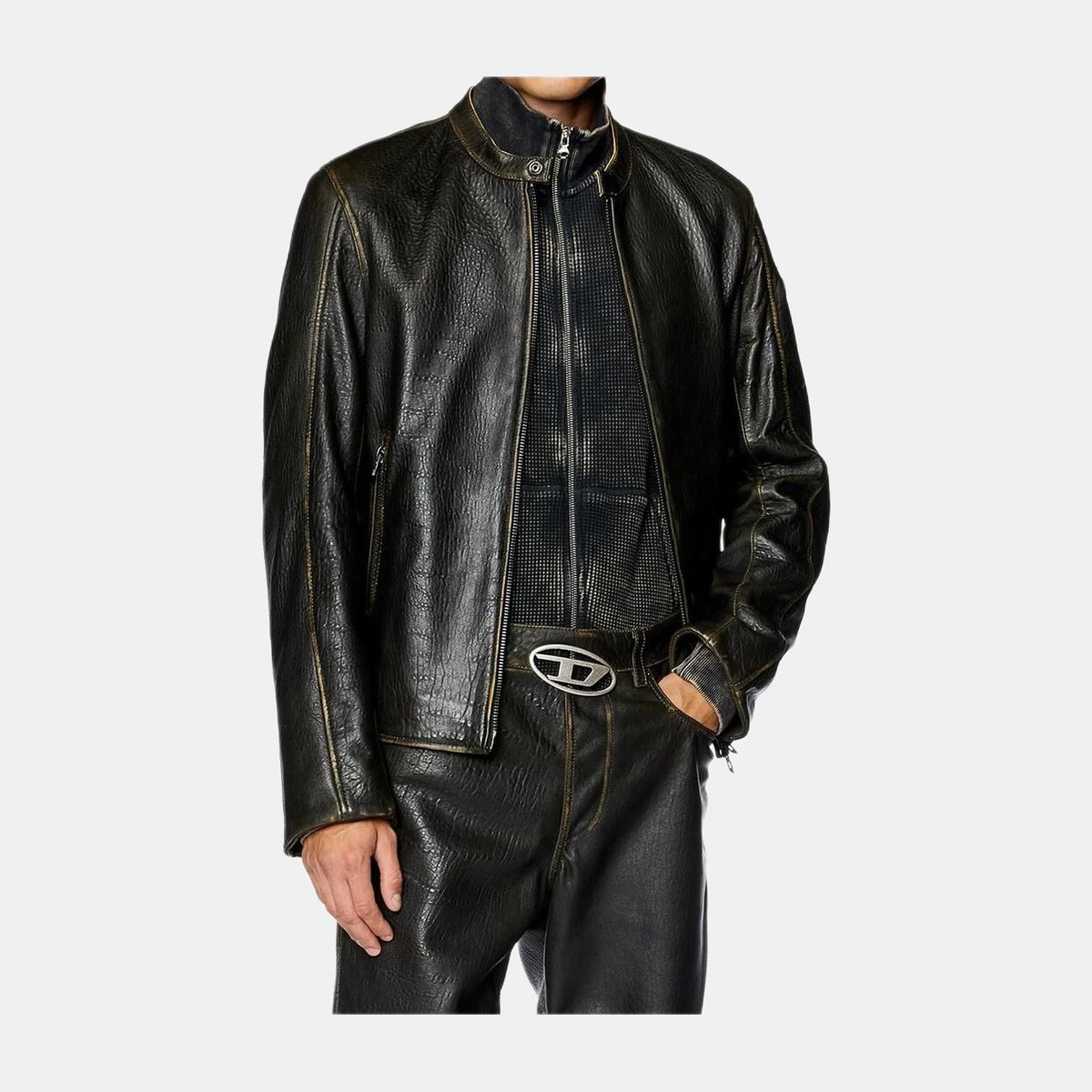 DIESEL OVAL D LOGO Brown Jacket