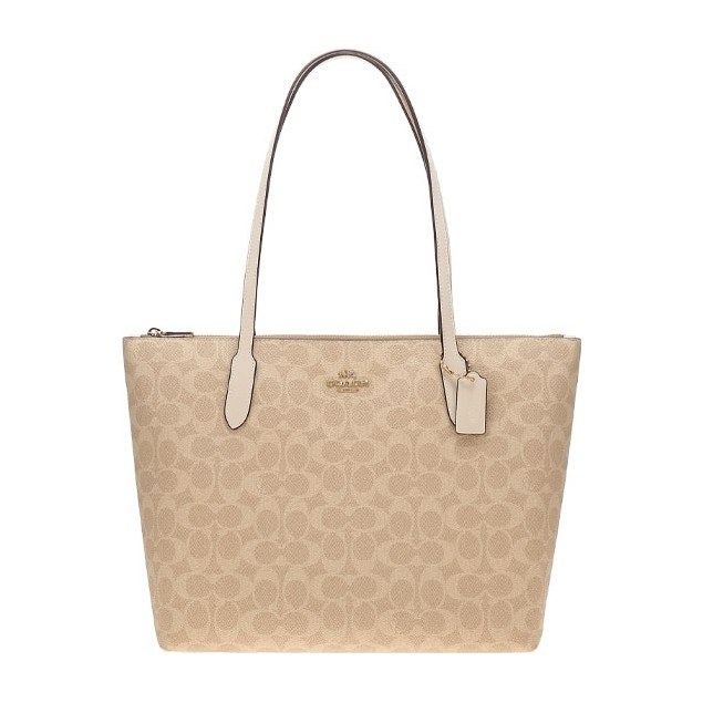 COACH Zip Top Tote 30 Beige