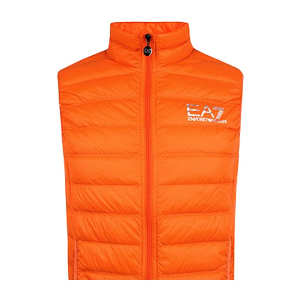 Emporio Armani Logo Print Sleeveless Down Vest Orange
