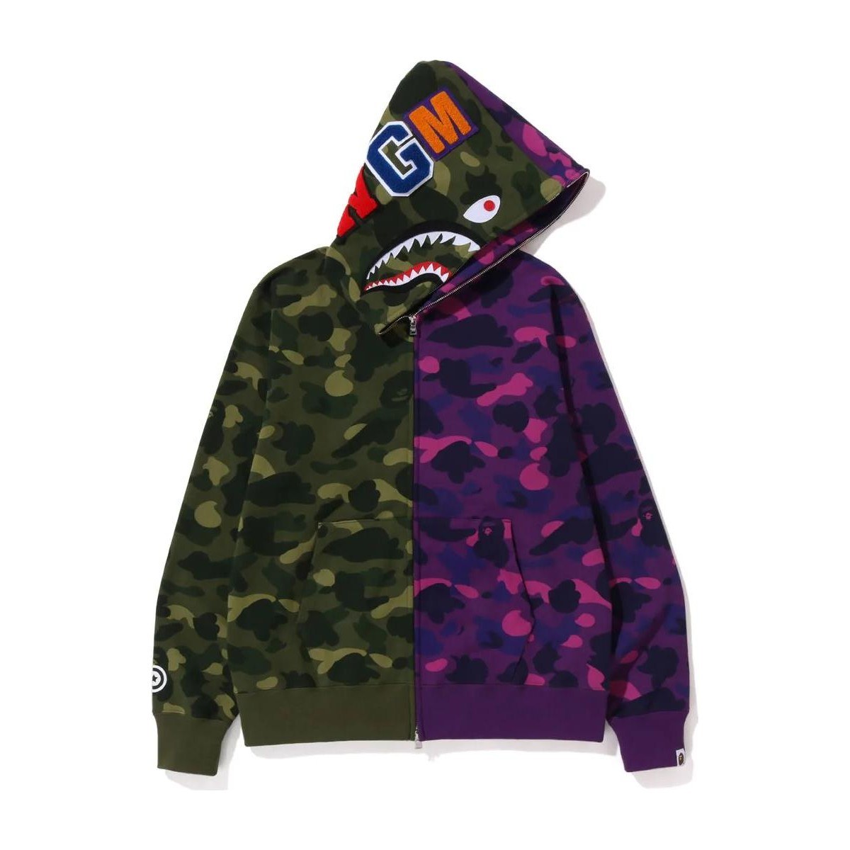 A BATHING APE Bape FW22 Color Camo Shark Full Zip Hoodie
