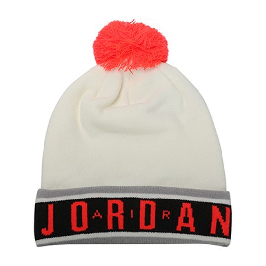 Jordan Striped Embroidered Beanie Red White