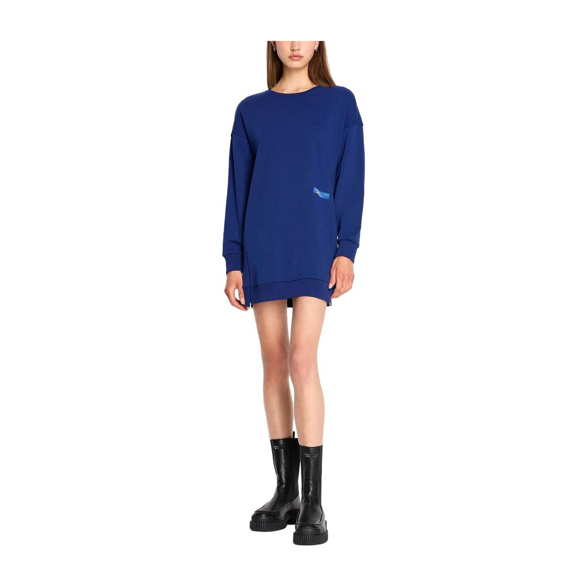 EMPORIO ARMANI FW23 Sustainability Values Organic Cotton Fleece Sweatshirt Dress