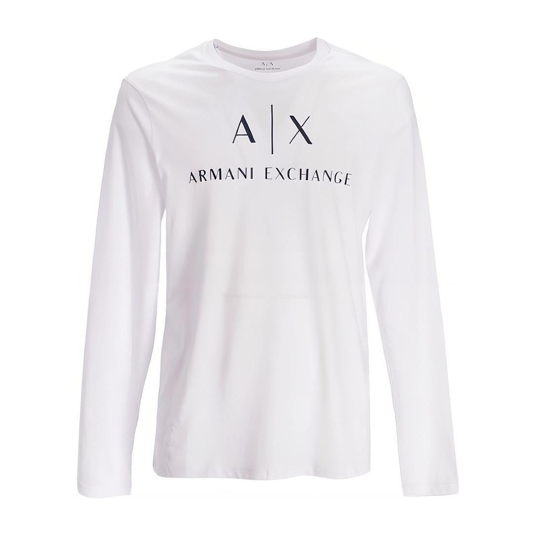 Armani Exchange Logo Print Long Sleeve Tee White