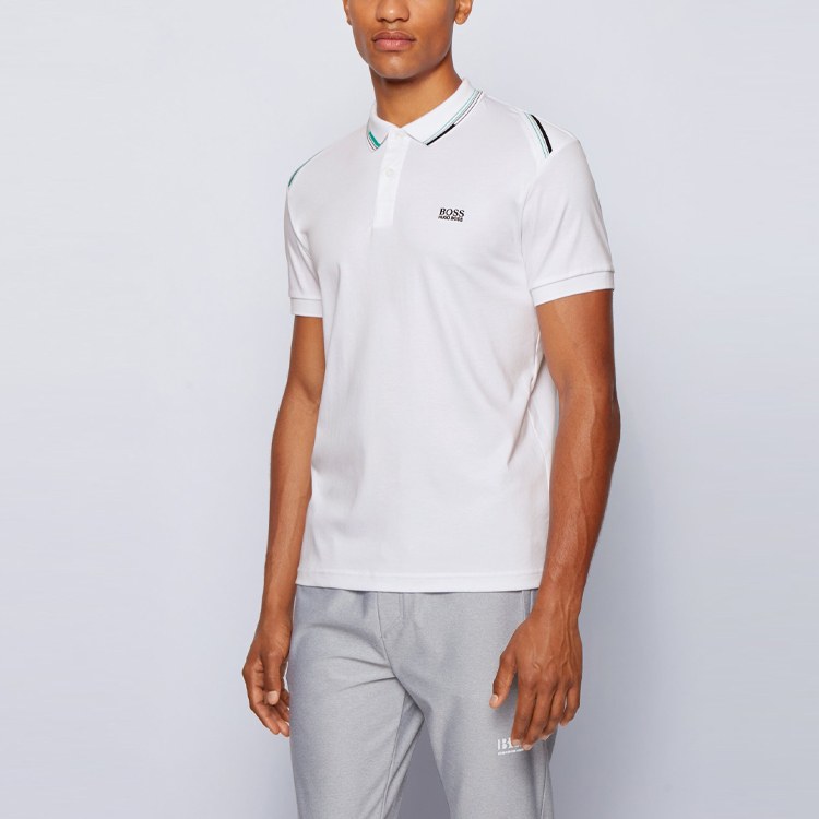 HUGO BOSS Logo Cotton Polo Shirt White
