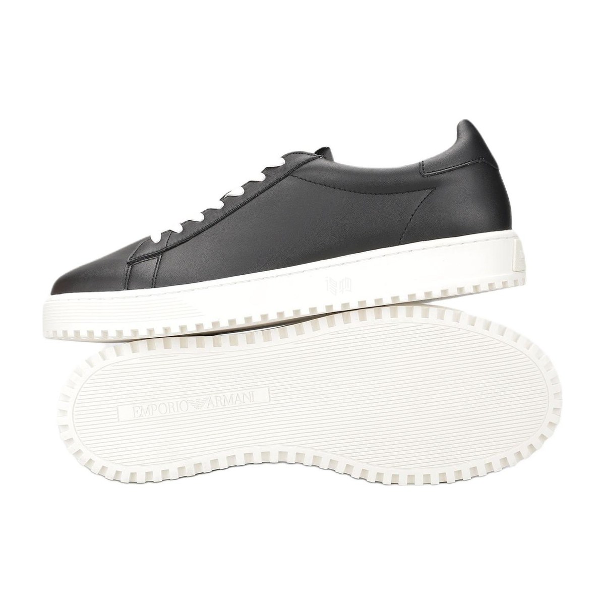 Emporio Armani Leather Low Top Sneakers Black
