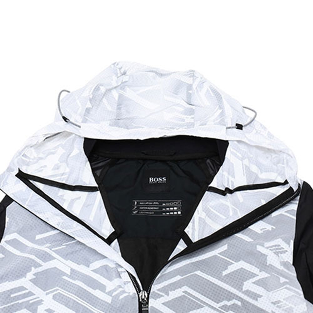 HUGO BOSS Logo Colorblock Hoodie Jacket Black
