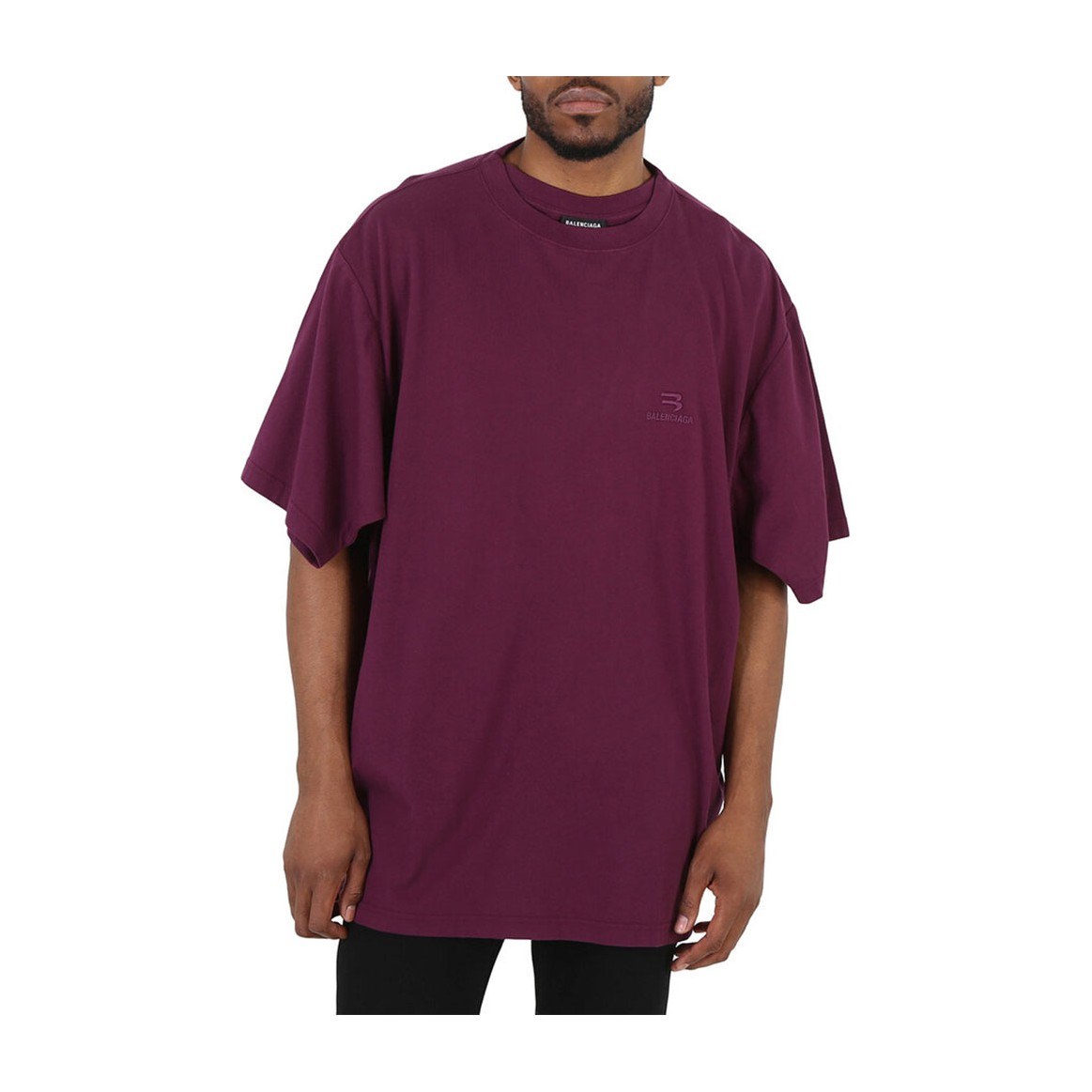 Balenciaga Logo Embroidered T-Shirt Purple