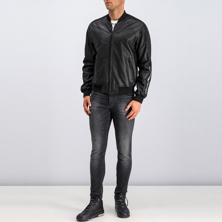 Emporio Armani Logo Zip Jacket Black