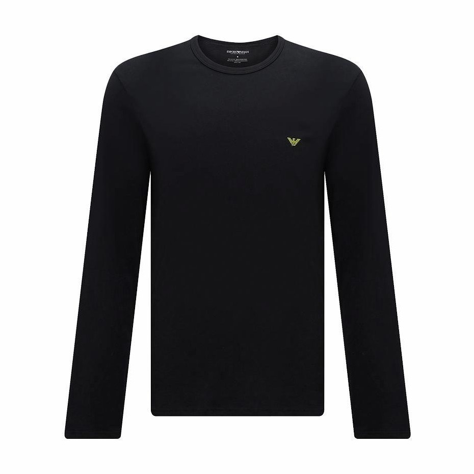 Emporio Armani FW23 Logo Crewneck Long Sleeve Tee Black