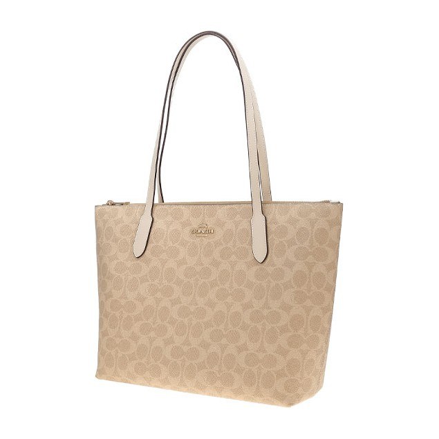COACH Zip Top Tote 30 Beige
