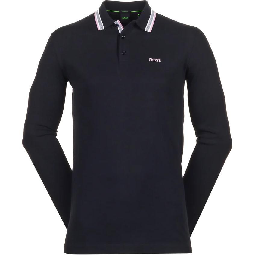 HUGO BOSS Letter Print Polo Long Sleeve