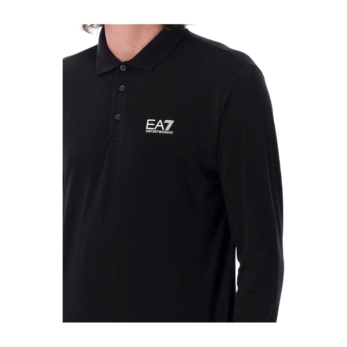 Emporio Armani Logo Polo Long Sleeve Black