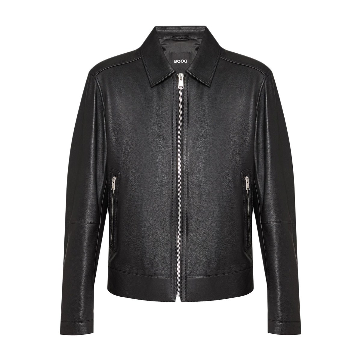 HUGO BOSS Zip Collar Leather Jacket