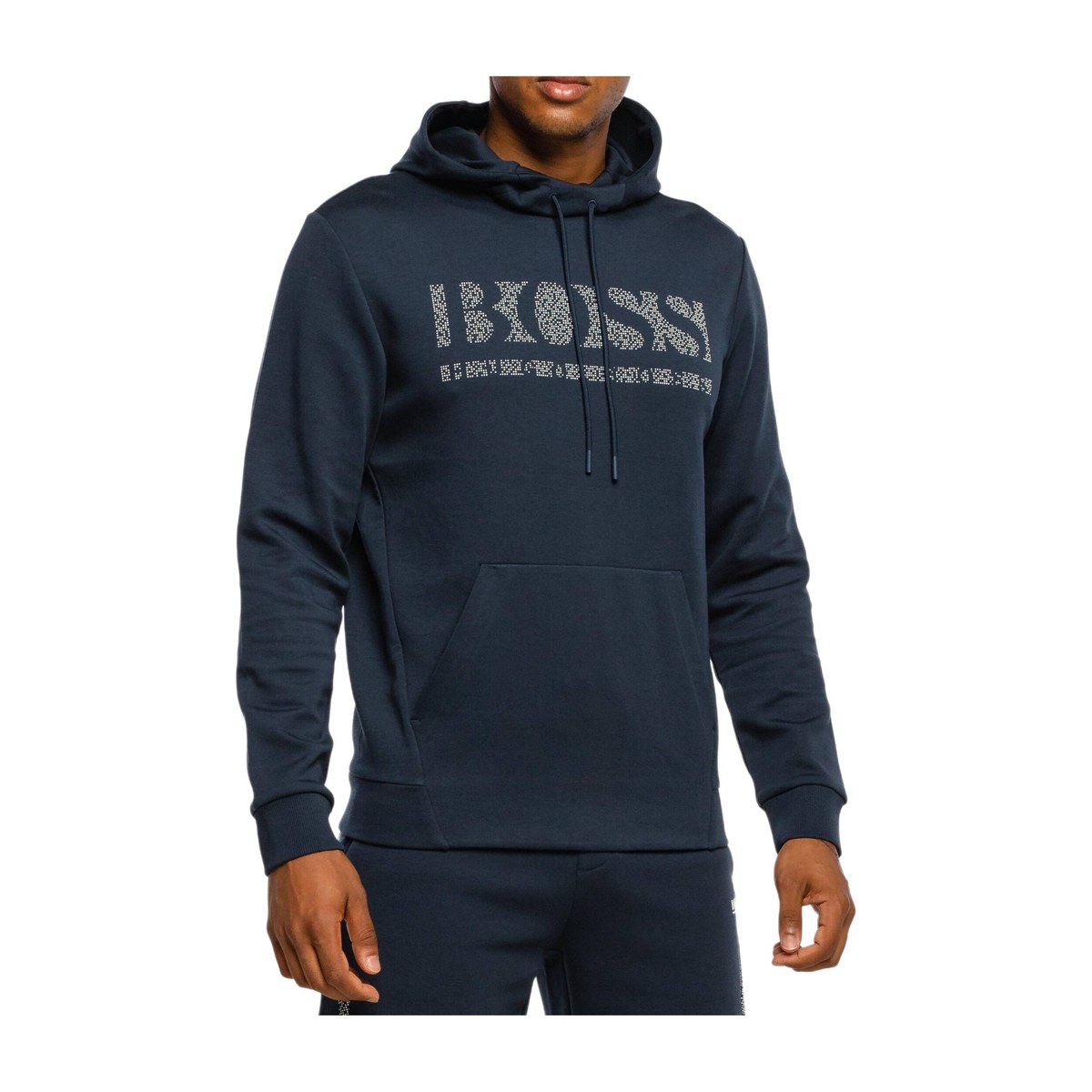 HUGO BOSS Pixel Logo Hoodie Blue