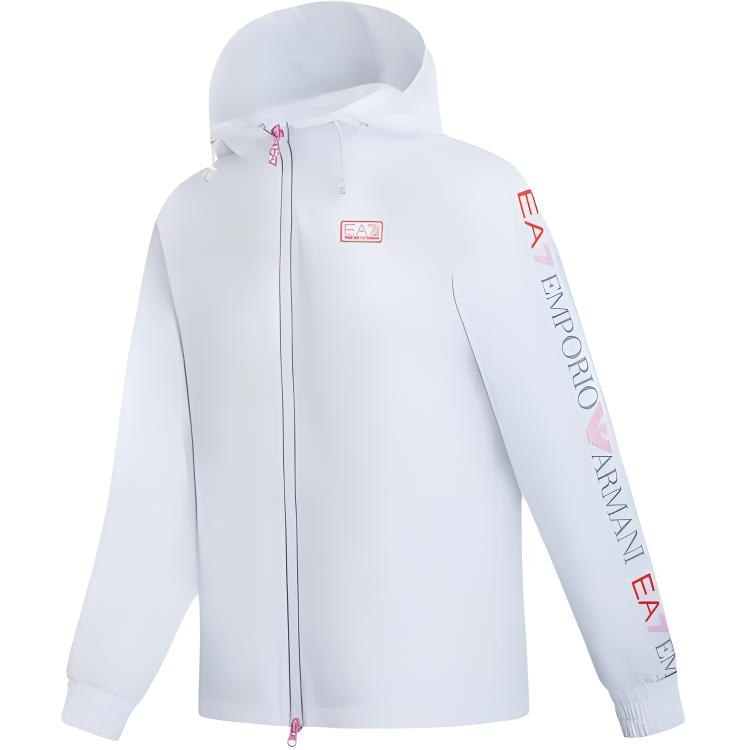 Emporio Armani EA7 SS24 Logo Hoodie Jacket White