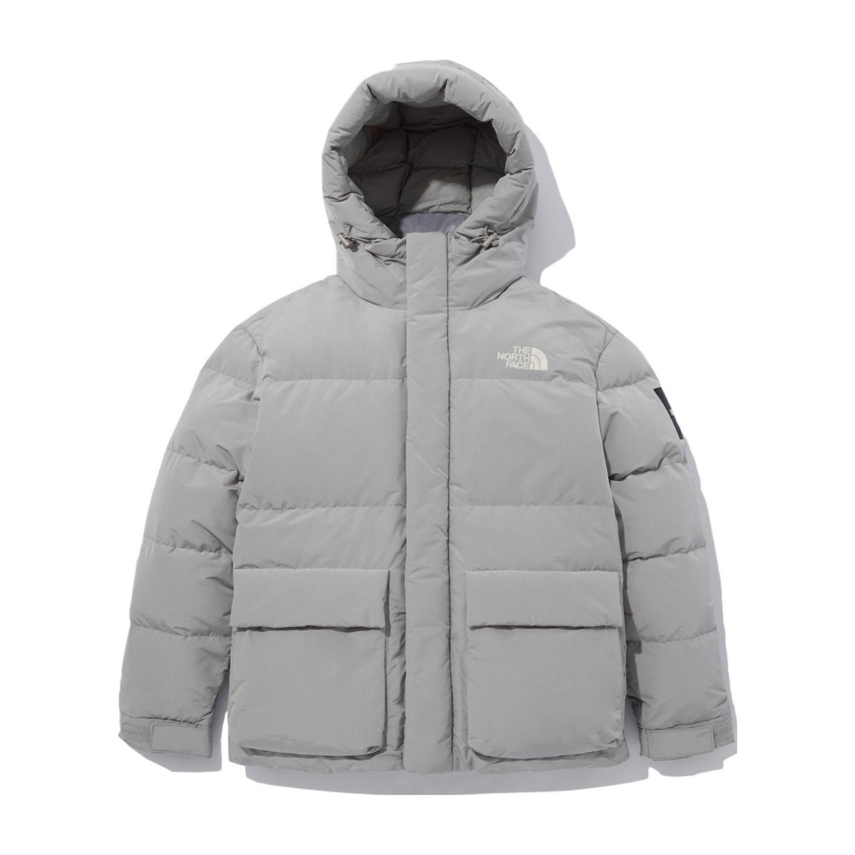 The North Face Logo Zip Hoodie Down Jacket Gray