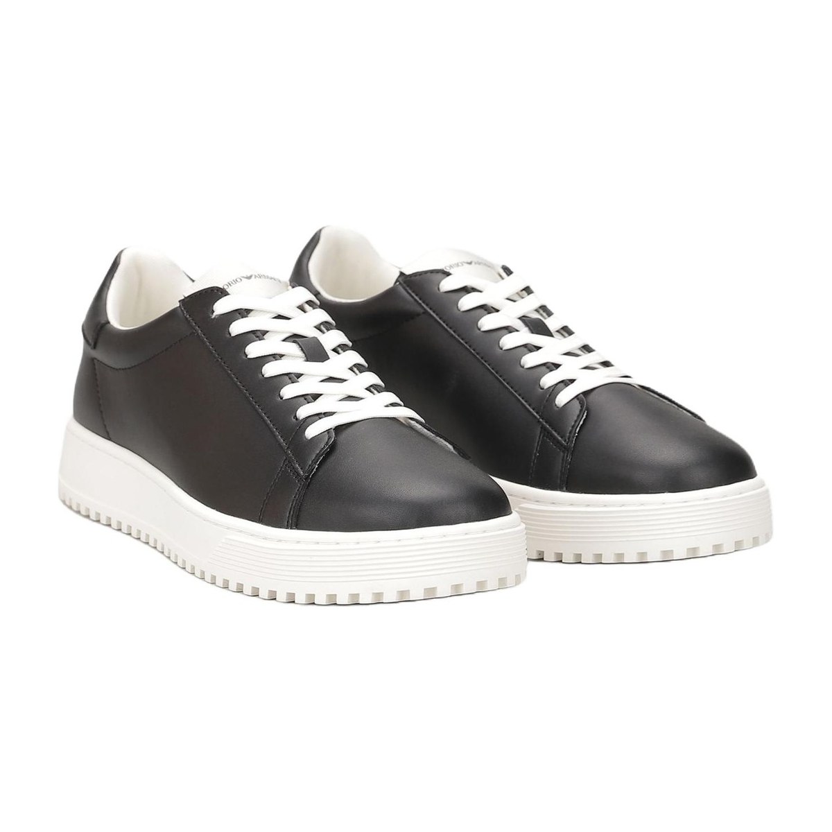 Emporio Armani Leather Low Top Sneakers Black
