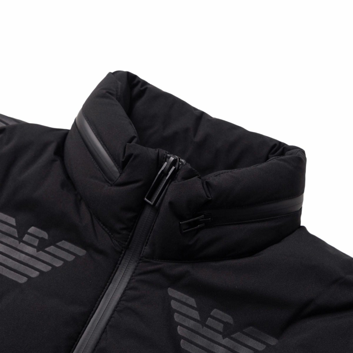 Emporio Armani FW22 Logo Print Puffer Jacket Black