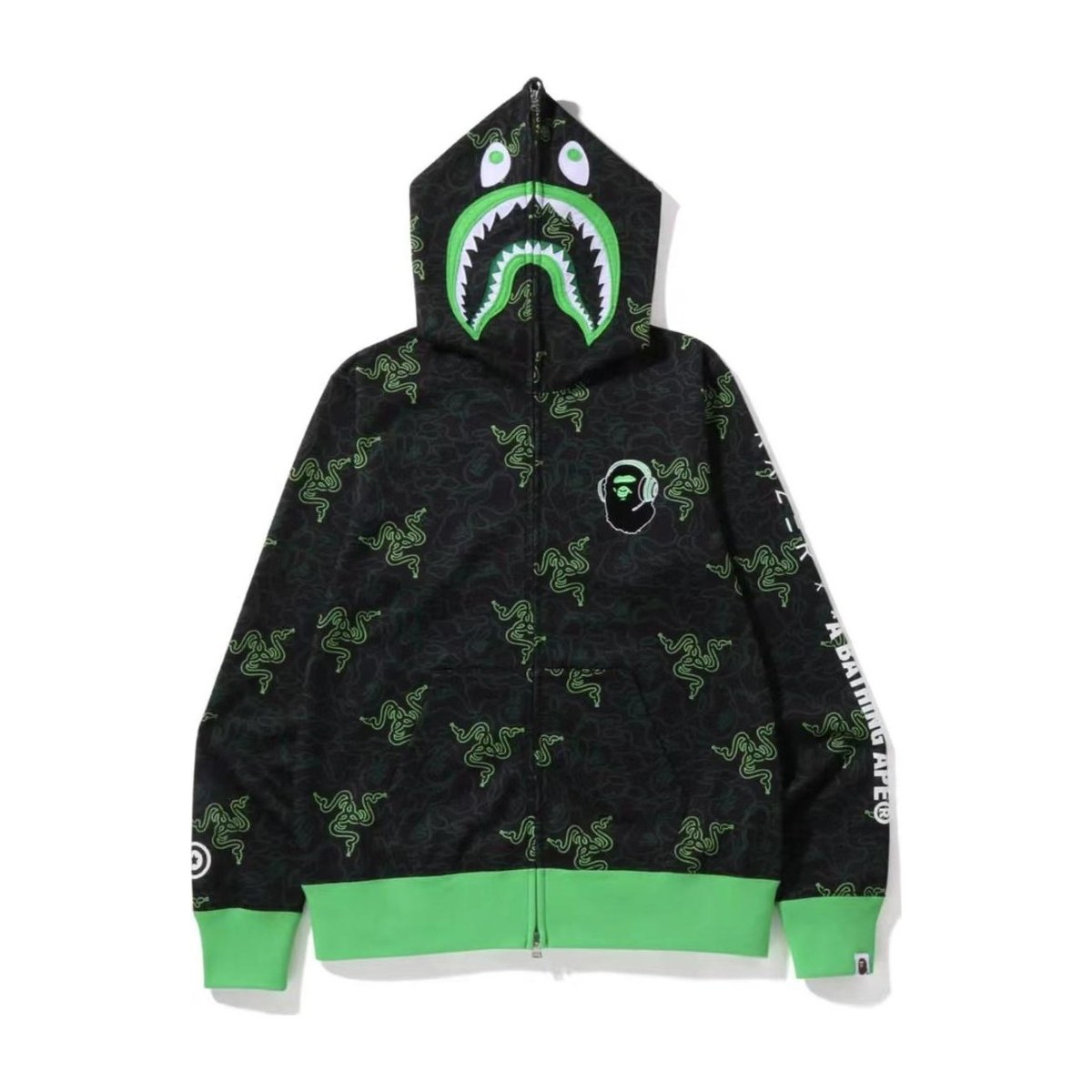 BAPE x Razer Neon Camo Shark Hoodie