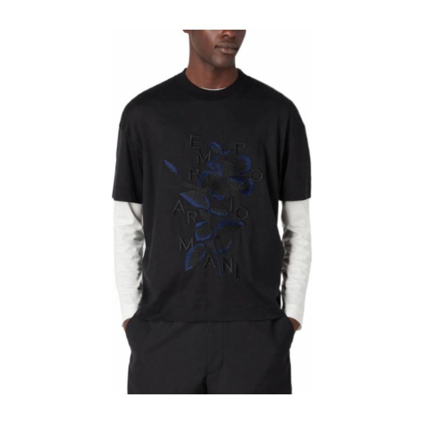 Emporio Armani SS23 Letter Print T-Shirt Black