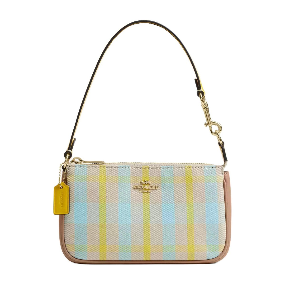 COACH Nolita 19 Plaid Top Zip Small Tote Blue Yellow