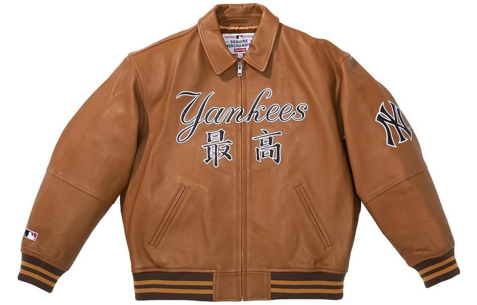 Supreme x New York Yankees Kanji Leather Varsity Jacket