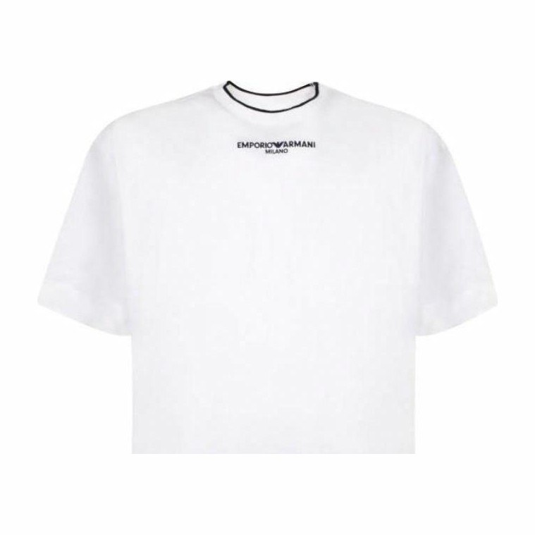 Emporio Armani Straight Fit Letter Print Tee White