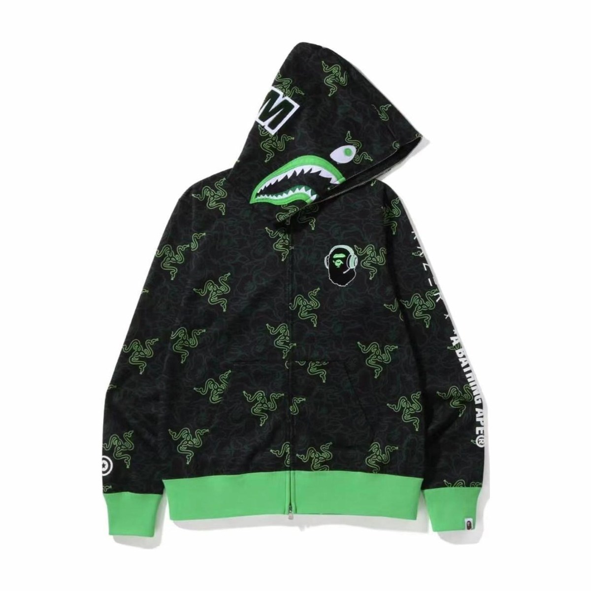 BAPE x Razer Neon Camo Shark Hoodie