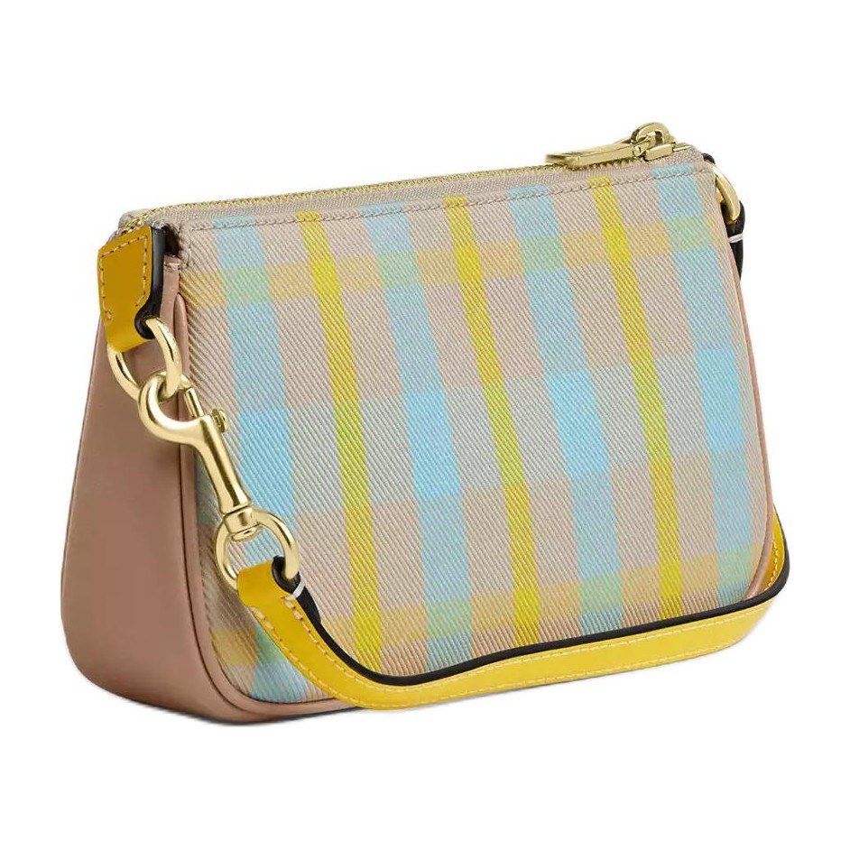 COACH Nolita 19 Plaid Top Zip Small Tote Blue Yellow