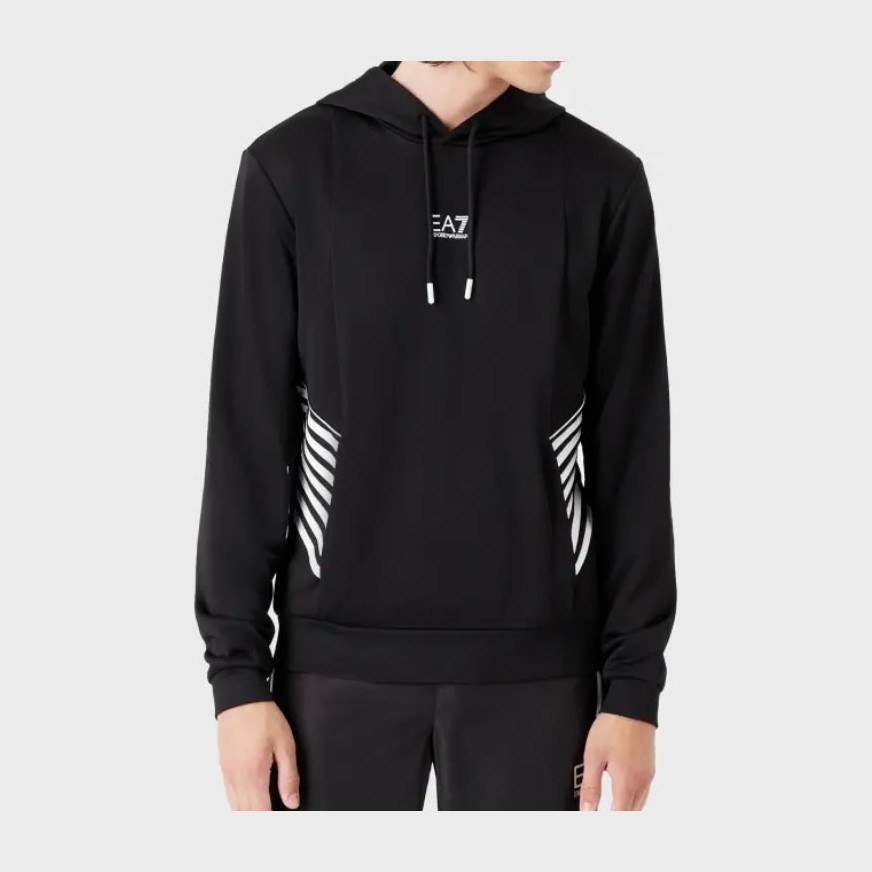 Emporio Armani Logo Print Hoodie Black