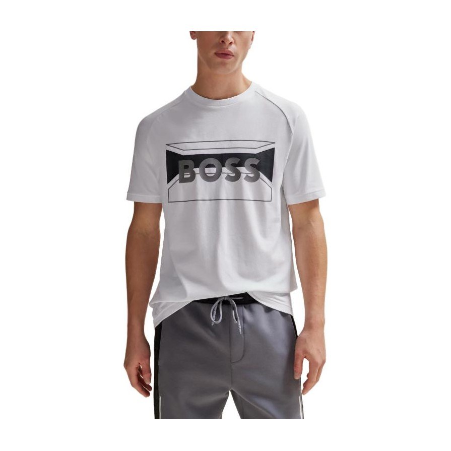 HUGO BOSS Cotton-Blend Regular-Fit T-Shirt With Logo Artwork T