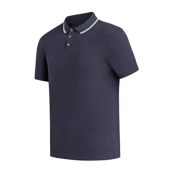 Emporio Armani Striped Collar Polo Shirt Navy