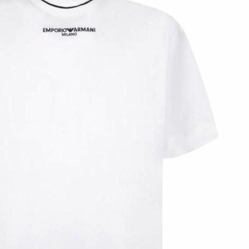 Emporio Armani Straight Fit Letter Print Tee White