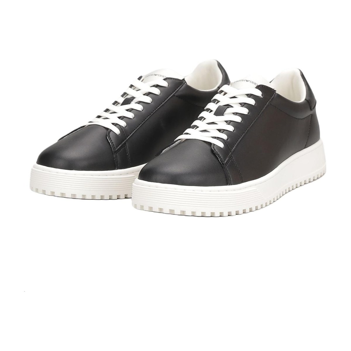Emporio Armani Leather Low Top Sneakers Black