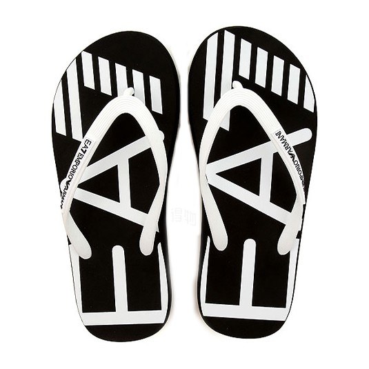 Emporio Armani Flip Flops Black White